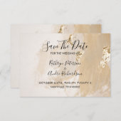 ベージュ金ゴールド水彩保存日付招待状 招待状 (正面/裏面)