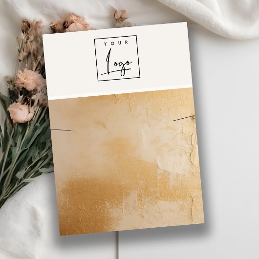 ベージュ金ゴールド絵を描油テクスチャロゴネックレスディスプレイ 名刺