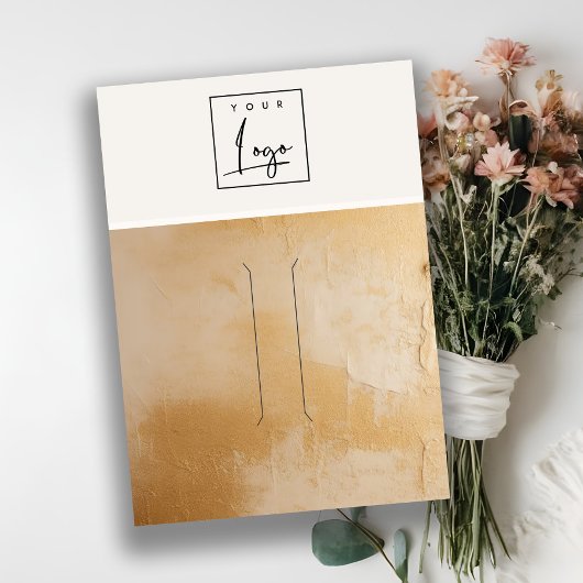 ベージュ金ゴールド絵を描油テクスチャロゴヘアピンディスプレイ 名刺