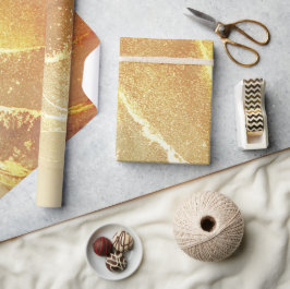 ベージュ金ゴールド黄抽象芸術 ラッピングペーパー