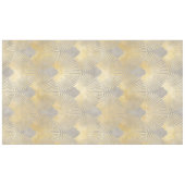 ベージュ金ゴールド、ファンパターン、アールデコ、ヴィンテージパターン、 テーブルクロス (正面(横))