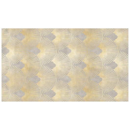 ベージュ金ゴールド、ファンパターン、アールデコ、ヴィンテージパターン、 テーブルクロス (正面(横))