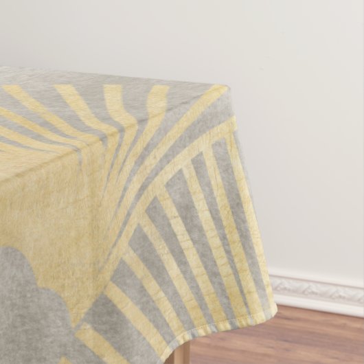 ベージュ金ゴールド、ファンパターン、アールデコ、ヴィンテージパターン、 テーブルクロス (インサイチュ)