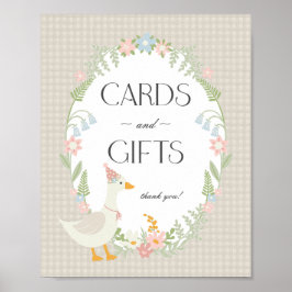 ベージュ間抜けガチョウフローラギンガムカードとギフト ポスター