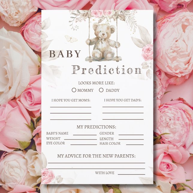 ベージュ魅力的ウォーターカラーテディベアピンクフローラ (クリエイターアップロード済み)