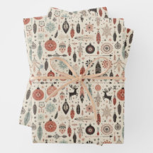 ベージュ魅力的リスマスフェザーとトナカイ