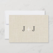 ベージュ麻布及びレースDoilie: RSVPカード (裏面)