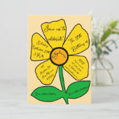 ベージュ50誕生日金ゴールドドードルフラワー 招待状 (スタンド正面)