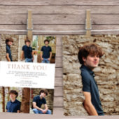 ベージュ6フォトはっきりした文字卒業ありがとう サンキューカード