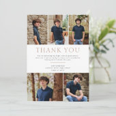 ベージュ6フォトはっきりした文字卒業ありがとう サンキューカード (スタンド正面)