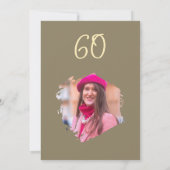 ベージュ60番誕生日シンプルドードルフラワー 招待状 (裏面)