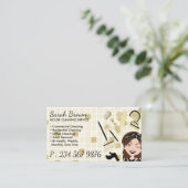 ベージュ アイボリー ゴールドバス 清掃サービス 衛生管理 名刺 (スタンド正面)