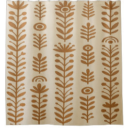 ベージュ&アースブラウンシャワーカーテン シャワーカーテン