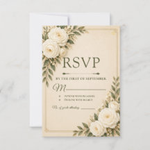 ベージュ エレガンス RSVP カード