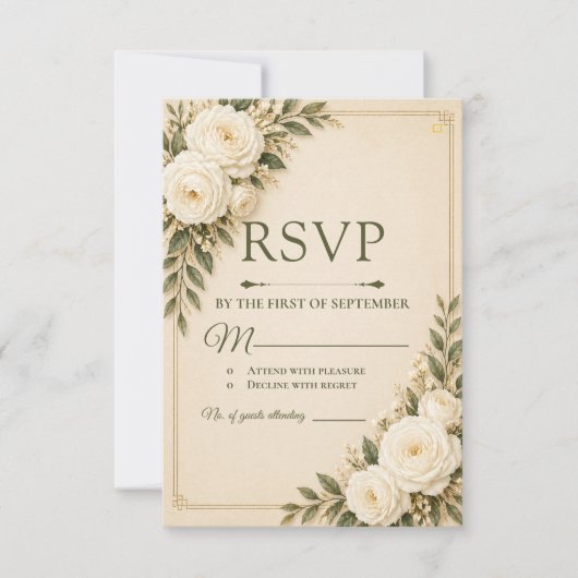ベージュ エレガンス RSVP カード (正面)