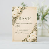 ベージュ エレガンス RSVP カード (スタンド正面)