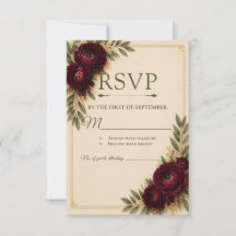 ベージュ エレガンス RSVP カード