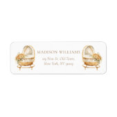 ベージュ&エレガント金ゴールドバシネット差出人住所 ラベル (正面)