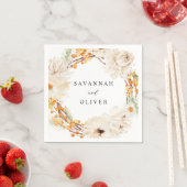 ベージュ&オレンジフローラ名ナプキンス スタンダードカクテルナプキン (インサイチュ)