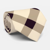 ベージュ、クリーム、ダークマルーンの対角ギンガム ネクタイ (ロール)