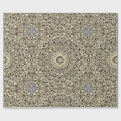ベージュ&グリーンマンダラ万華鏡のように千変万化するパターンメダリオン ラッピングペーパー (フラット)