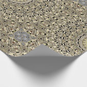 ベージュ&グリーンマンダラ万華鏡のように千変万化するパターンメダリオン ラッピングペーパー (角)