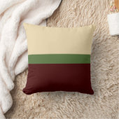 ベージュ、グリーン、ブルゴーニュのカラーブロックストライプ クッション (ブランケット)