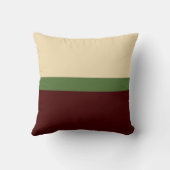 ベージュ、グリーン、ブルゴーニュのカラーブロックストライプ クッション (裏面)