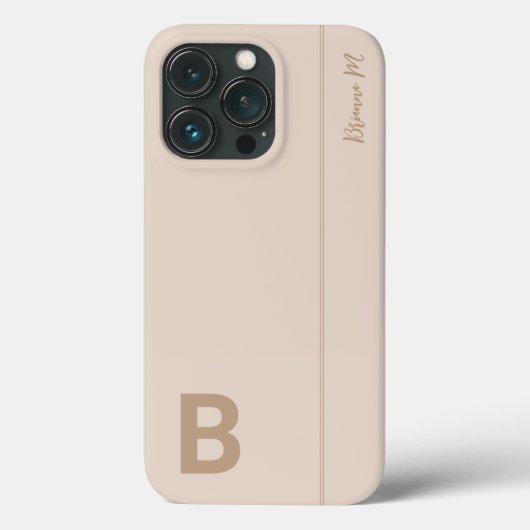 ベージュ & グレー ミニマル モダンイニシャルモノグラム Case-Mate iPhoneケース (裏面)