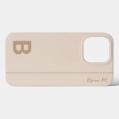 ベージュ & グレー ミニマル モダンイニシャルモノグラム Case-Mate iPhoneケース (裏面 (横))