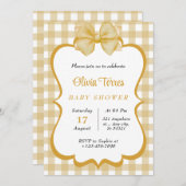 ベージュ、ゴールデンホワイトウォーター色ベビーシャワー 招待状 (正面/裏面)