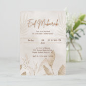 ベージュ＆ゴールドのEid Mubarak エレガントなイスラムパーティー シーズンカード (スタンド正面)