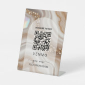 ベージュ ゴールド Venmo 支払い QRコード 台座サイン (正面)