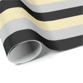 ベージュ、シルバー、ブラックのストライプ ラッピングペーパー (ロールコーナー)