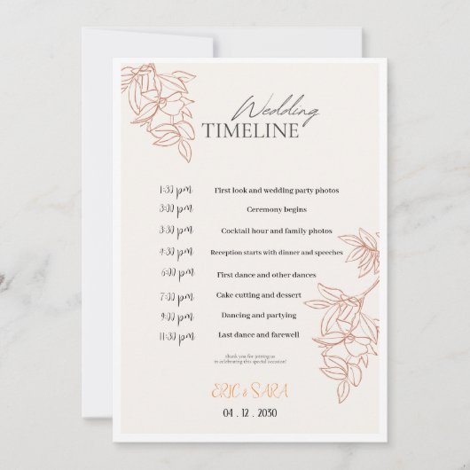 ベージュ＆シンプル エレガント ミニマリスト ウェディング プログラム (正面)