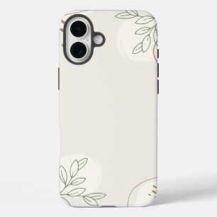 ベージュ シンプル フラワーパターン 水彩画 ミニマリスト リンクトゥリー iPhone 16 PLUSケース
