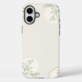 ベージュ シンプル フラワーパターン 水彩画 ミニマリスト リンクトゥリー iPhone 16 PLUSケース