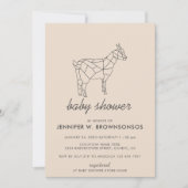 ベージュ シンプル ライン 動物 ワイルド ゴート 招待状 (正面)