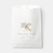 ベージュ&セージ花&ボウブライダルシャワーありがとう フェイバーバッグ (正面)