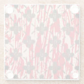 ベージュ、タン、および赤のパターンの花 ガラスコースター (裏面)