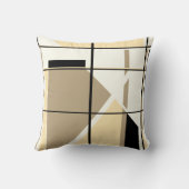 ベージュ、タン、黒、白のジオメトリウィンドウデザイン クッション (裏面)