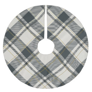 ベージュ&ダークグリーンタータンチェック格子模様 ブラッシュドポリエステルツリースカート