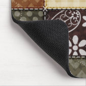 ベージュ、ダークブラウン、オリーブグリーンキルト マウスパッド (コーナー)