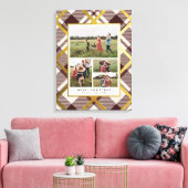 ベージュ&ダークレッドタータンチェック4フォトコラージクリスマス キャンバスプリント (インサイチュ (リビング))