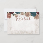 ベージュ、ティール（緑がかった色）グリーン、ブルゴーニュバラ結婚ズ予約 ノートカード (正面)