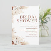 ベージュ テラコッタ ボヘミアンフラワー ブライダルシャワー 招待状 (スタンド正面)