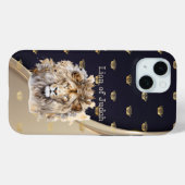 ベージュ+ネイビー+ゴールドの王冠がエレガントなユダのライオン Case-Mate iPhoneケース (裏面 (横))