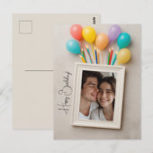 ベージュ ハッピーバースデー オーダーメイド ポロライド ポストカード (正面/裏面)