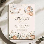 ベージュ ハロウィン スプーキー 1歳の誕生日 招待状