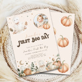 ベージュ ハロウィン 初めてのBooの日 1歳の誕生日 招待状